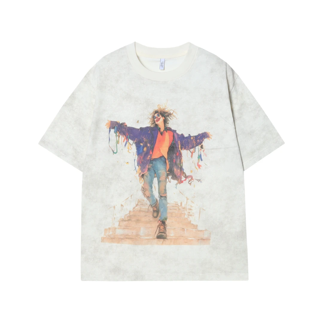 T950潮流打底衫t恤宽松时尚百搭夏季宽松卡通印花短袖