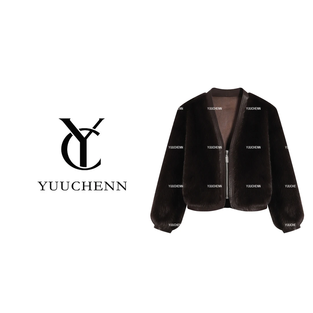 YUUCHENN“主角光环”100%绿色生态貂鹿皮绒皮草外套25C-W65119