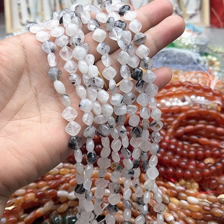 玛瑙/玉髓珠宝半成品未镶嵌一条8mm黑发晶