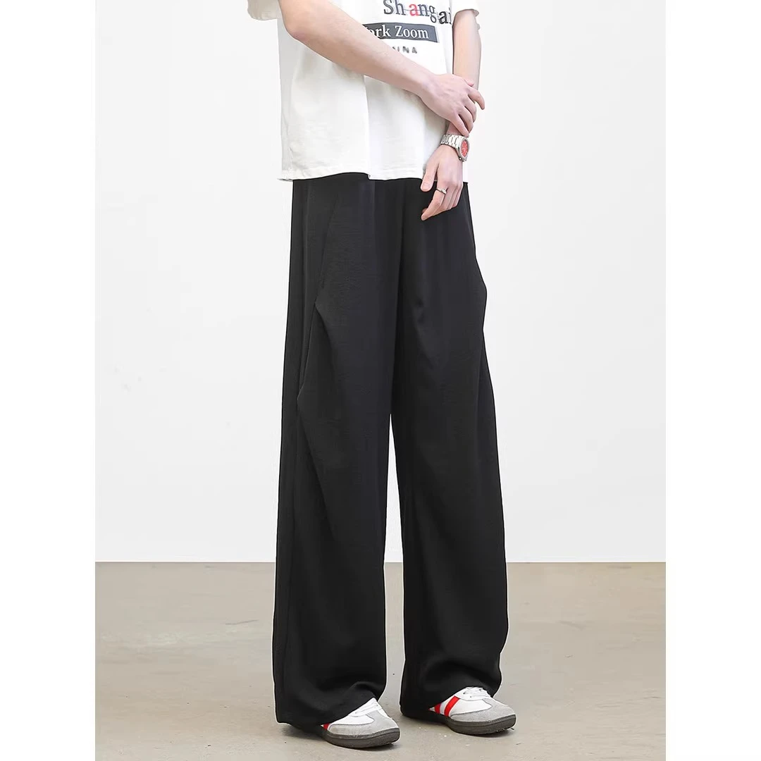 夏高弹透气长裤垂顺百搭褶皱休闲裤凉感运动训练微喇裤垂感直筒潮