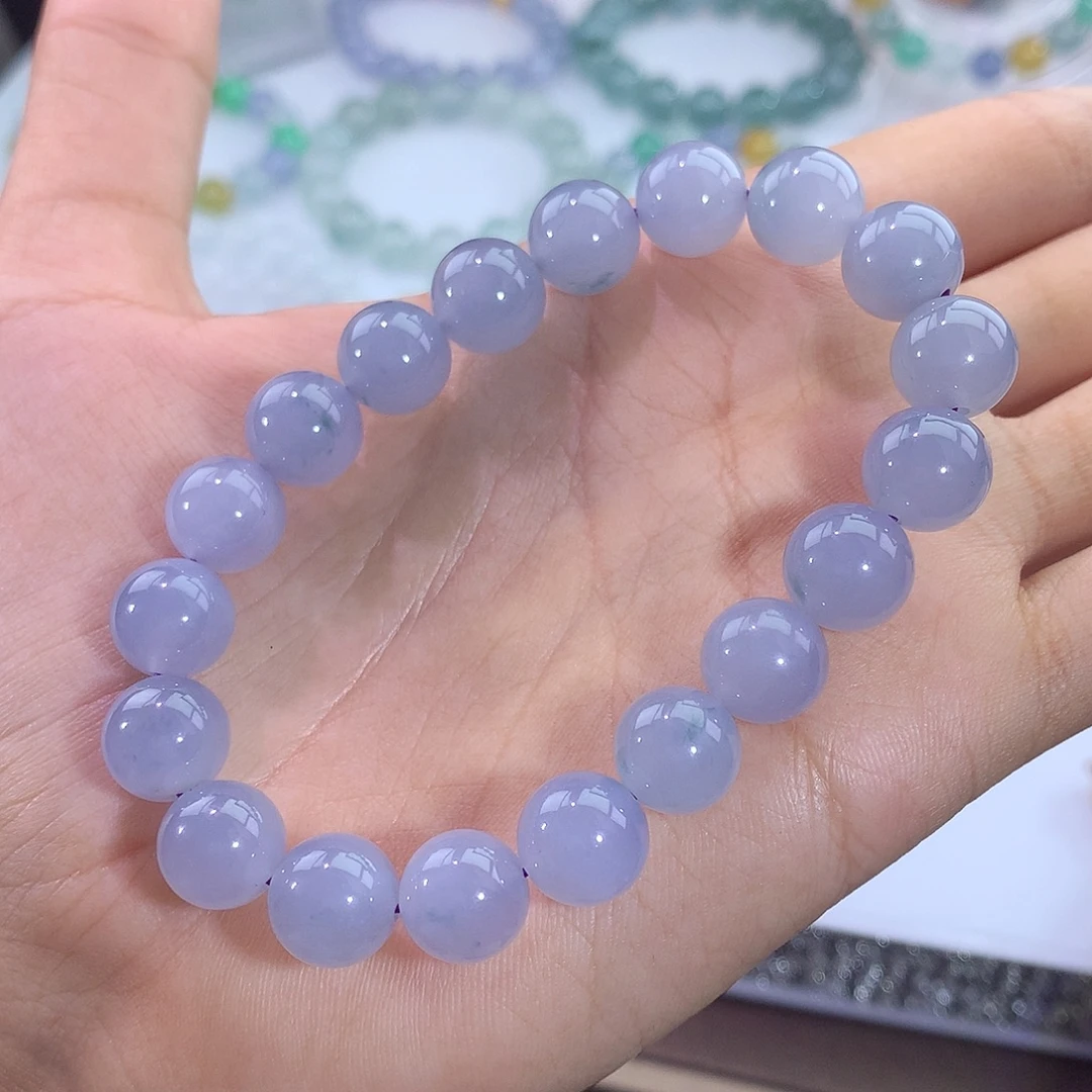 翡翠未镶嵌手链紫罗兰飘花手串