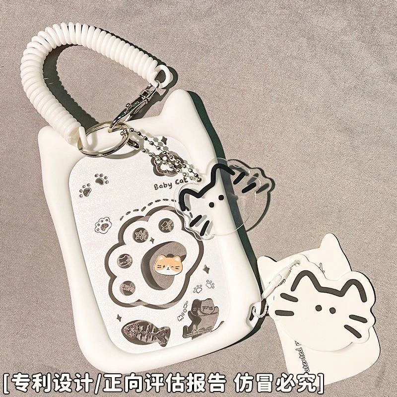 ins透明猫耳可爱卡套学生校园卡饭卡公交地铁挂绳校园证件保护套