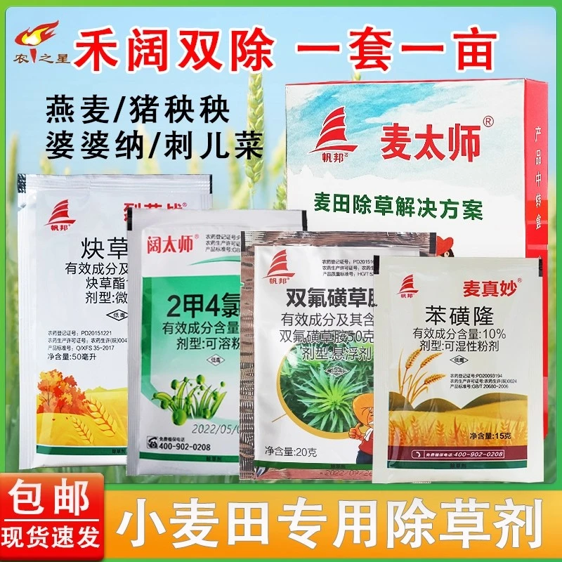 小麦除草剂炔草酯苯磺隆双氟磺草胺野燕麦禾阔双除麦田除草农药