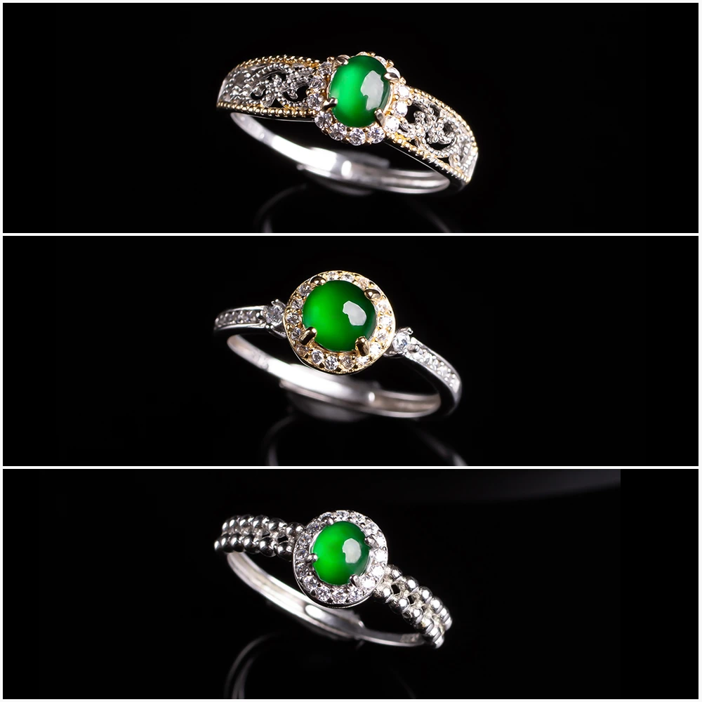 冰种满绿天然翡翠戒指款式自选危翠（多样性发其一）