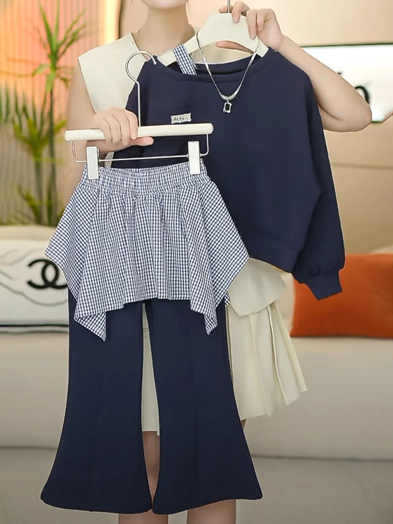 女童套装2025秋季新款中大童炸街爆款卫衣喇叭裤儿童两件套秋装潮