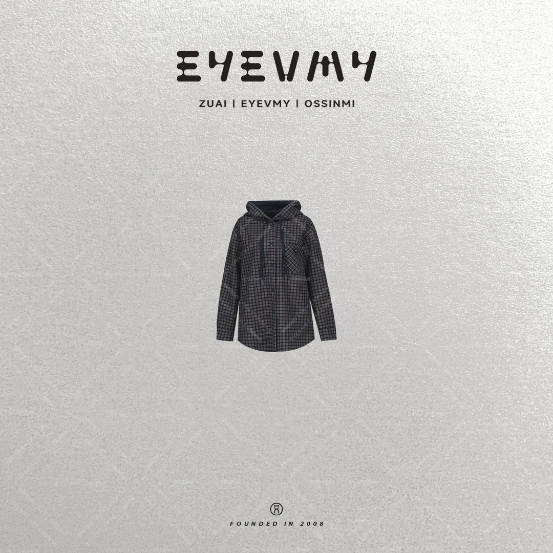 【藏蓝格调衬衫外套】巴恩风复古格子连帽加绒宽松外套WT43HYQ009