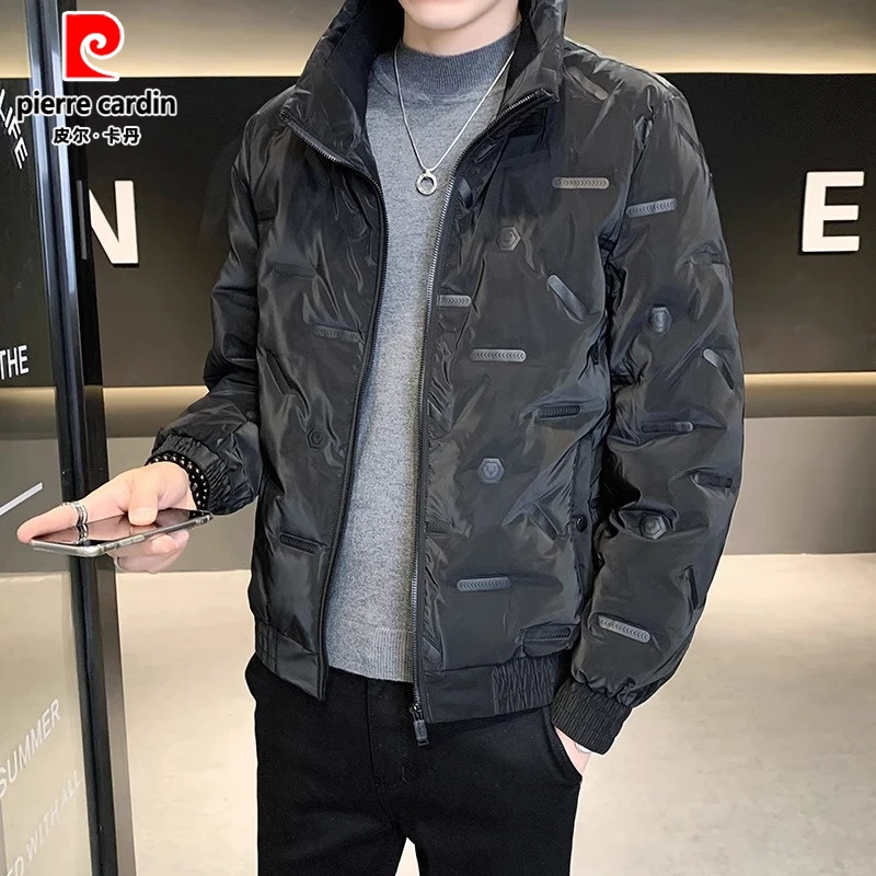 皮尔卡丹冬季新款轻薄立领羽绒服男士潮流百搭短款加厚保暖外套