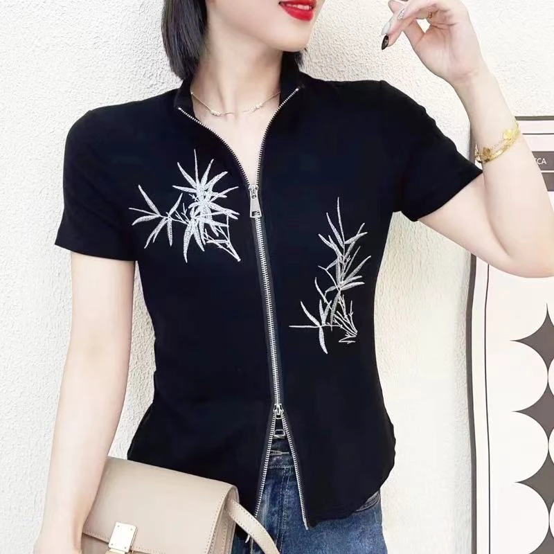 58730#复古国风双向拉链短开衫