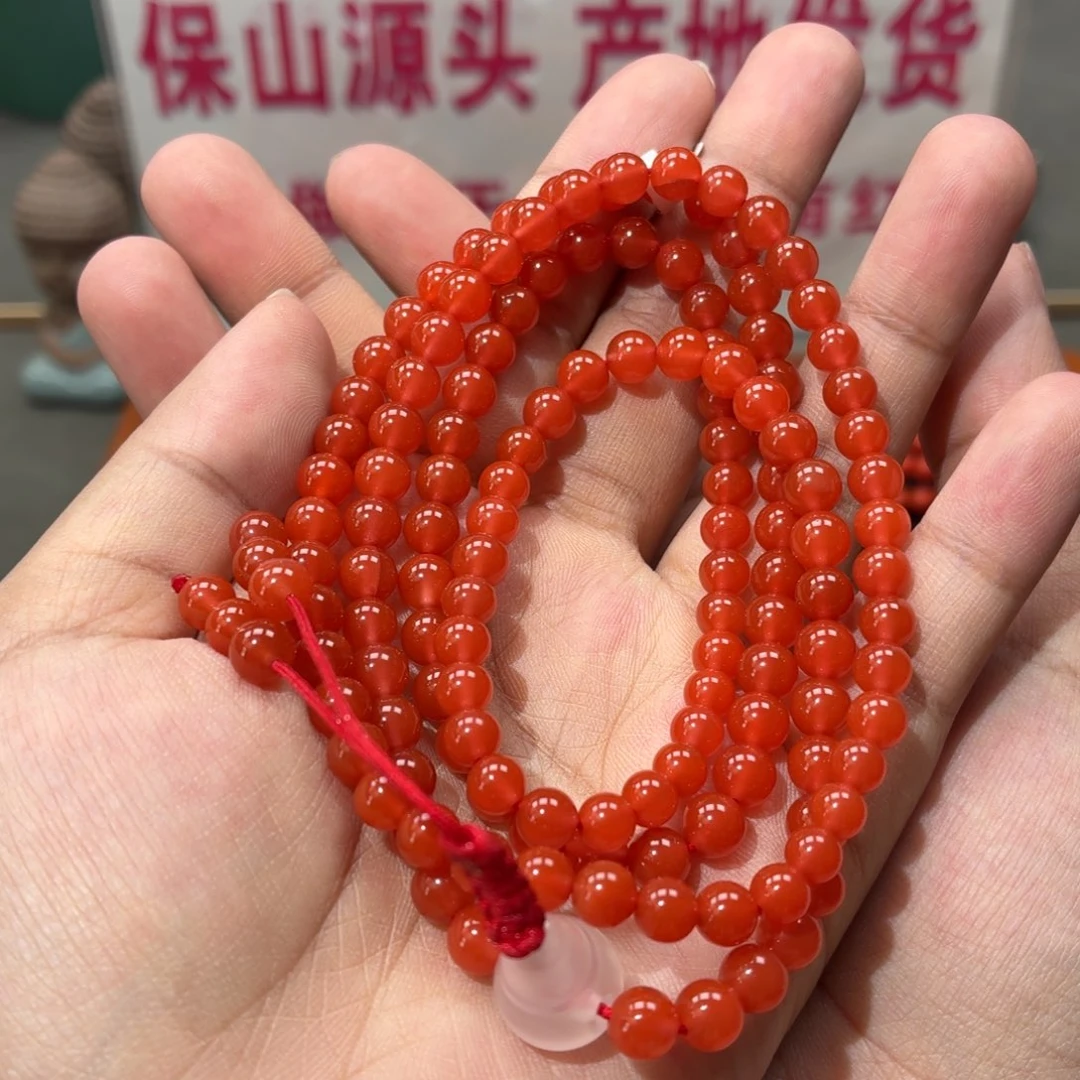 未镶嵌原矿南红大黑洞深水红卡5➕多圈南红玛瑙