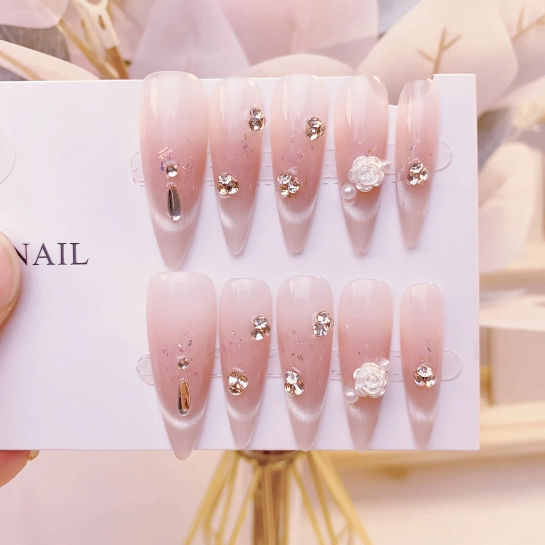 【白玫星冕】范范穿戴甲 纯手工穿戴甲 可拆卸美甲 高质量穿戴甲