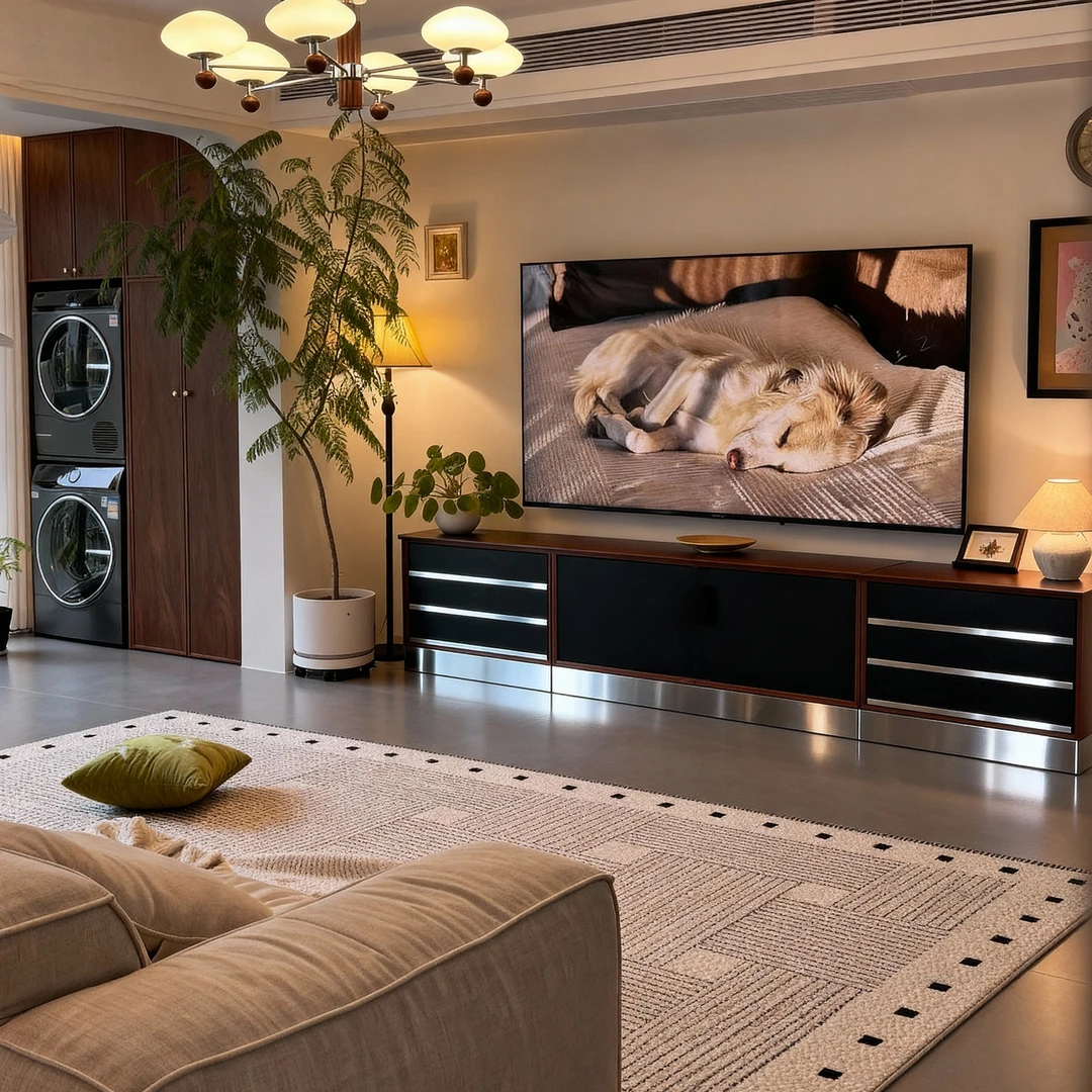 美洛斯顿电视柜组合实木包豪斯中古风客厅小户型家用一体带收纳