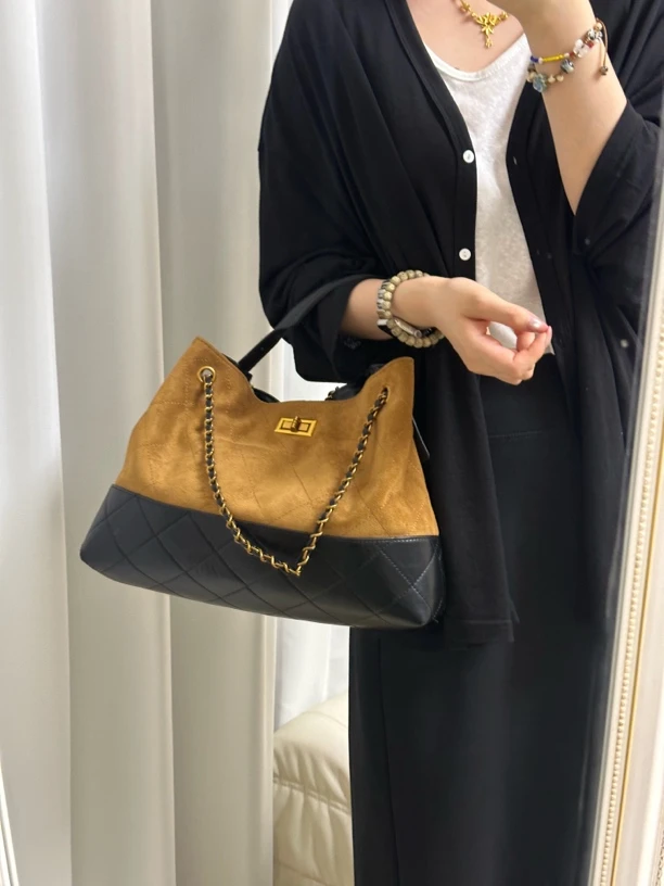 【幸运小薯条】托特包防盗单肩斜挎包黑色流浪大号饺子包