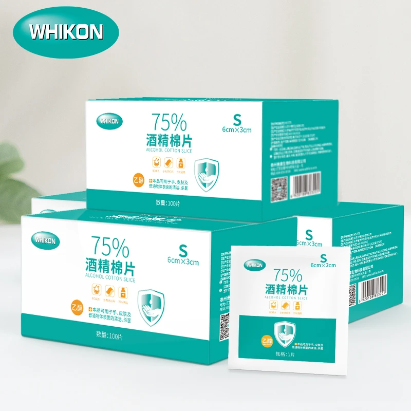 WHIKON一次性酒精棉片车载消毒大号湿巾可擦手机餐具耳洞首饰