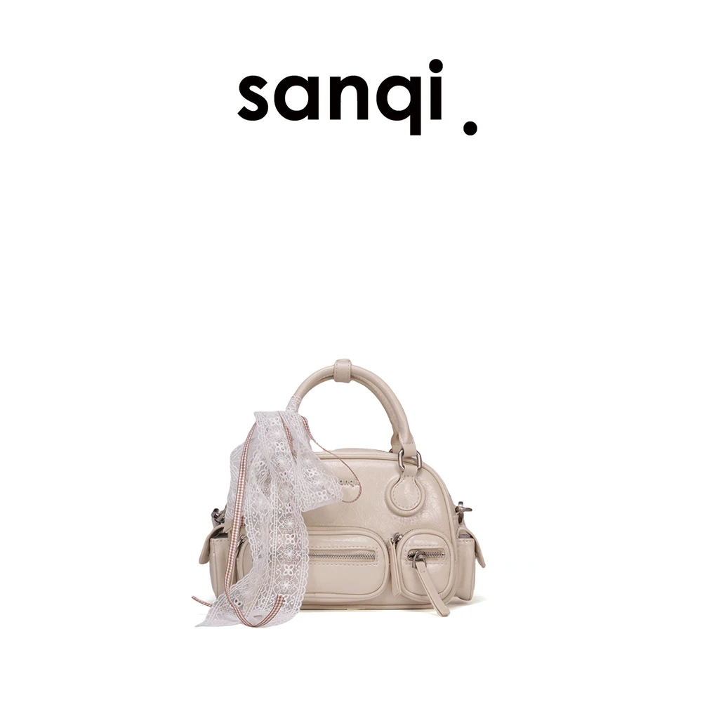 【马卡龙2715】sanqimtime小叁七2715#手工包单肩斜挎多口袋保龄球