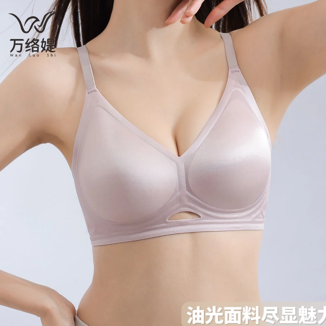 万洛媞5527凉感软支撑内衣女无痕隐形缎面透气薄款文胸