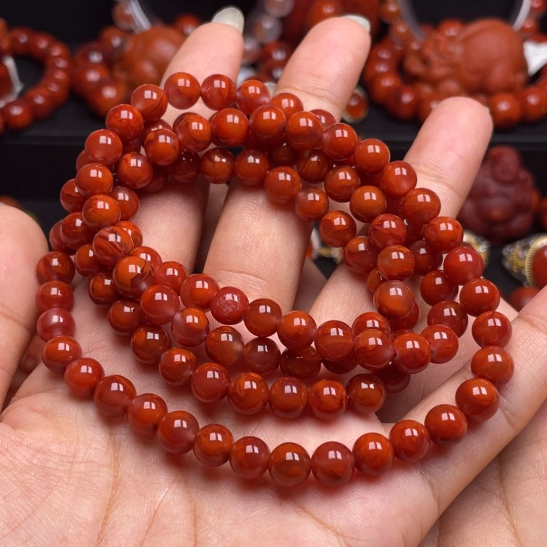 南红玛瑙未镶嵌珠宝奇石多圈7mm