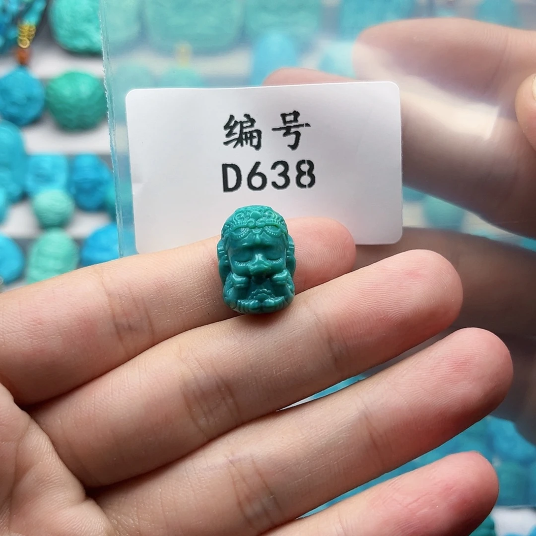 绿松石银S925镶嵌天然原矿雕刻绿松石