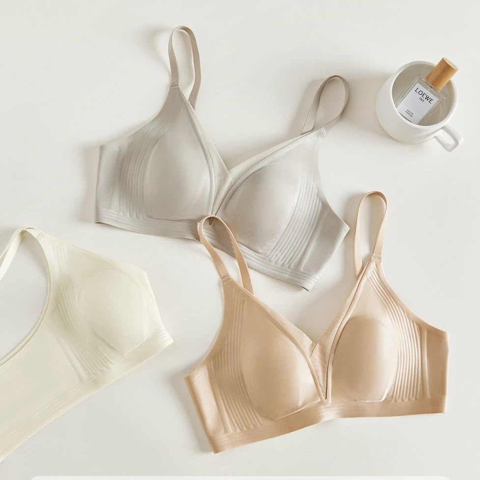 原版深V超薄兔耳朵杯内衣女大胸显小无钢圈收副乳软支撑薄款