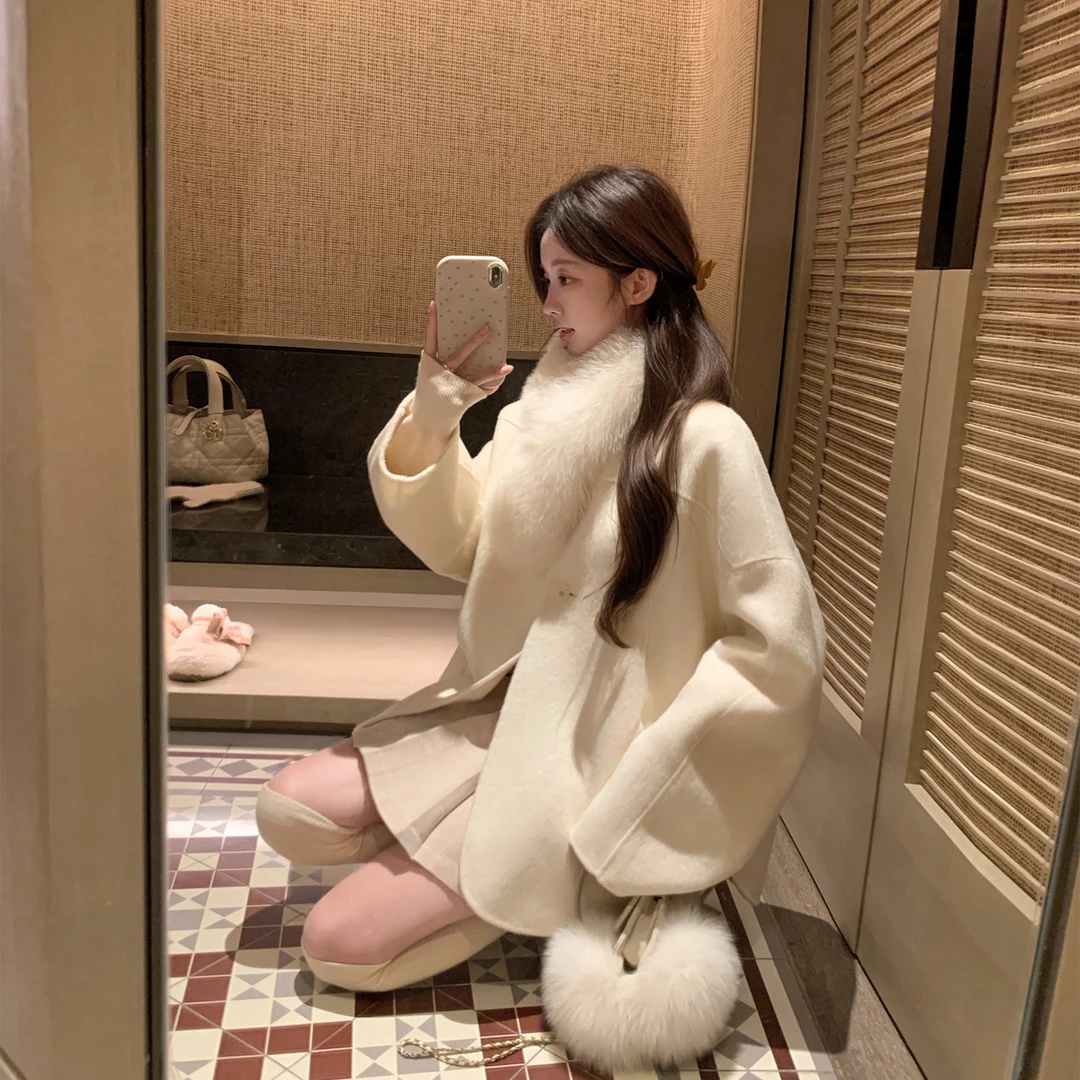 萌萌Ja 格林香榭~100%羊毛双面呢子大衣廓形感加厚外套女秋冬新款