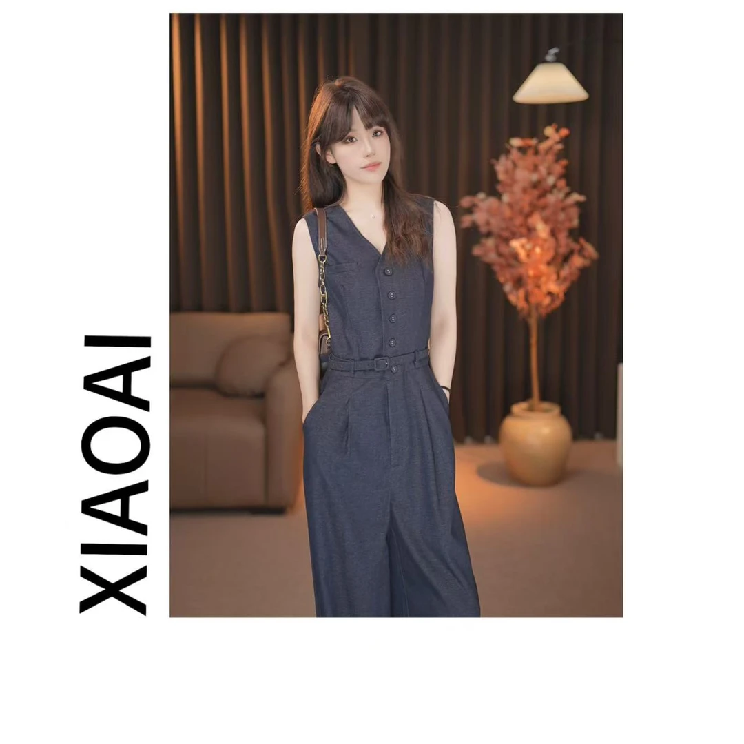 【昕昕】新款套装女 2025早春高定轻奢气质显瘦连体裤+腰带BN25315