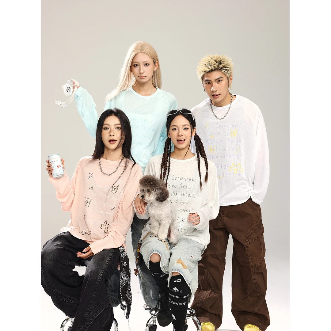 MANYSTON美式潮牌长袖卫衣男款春秋季潮牌宽松情侣打底衫体恤上衣