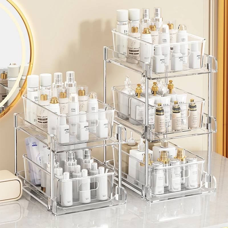 优勤化妆品收纳盒桌面收纳架大容量梳妆台护肤品面膜抽屉式置物架