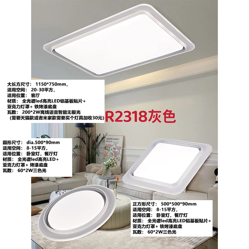 2025年现代简约极简风灯具灯饰套餐全套led全光谱质保十年