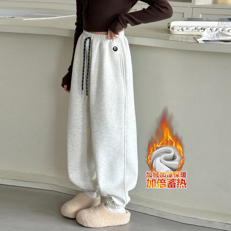 儿童冬装2025大女童装加绒裤子一体绒秋冬款运动卫裤冬季6-12岁15