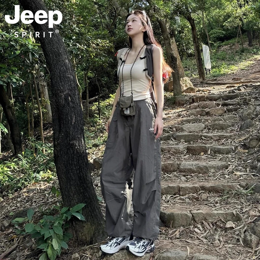 吉普JEEPSPIRIT冲锋裤女款爆款夏季薄款户外登山徒步伞兵工装裤男