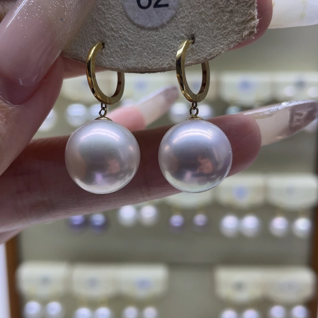 淡水珍珠耳饰18K金镶嵌