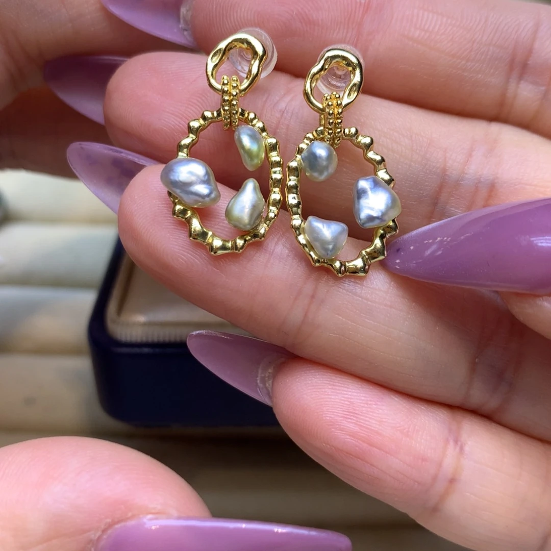 银S925镶嵌耳饰海水珍珠