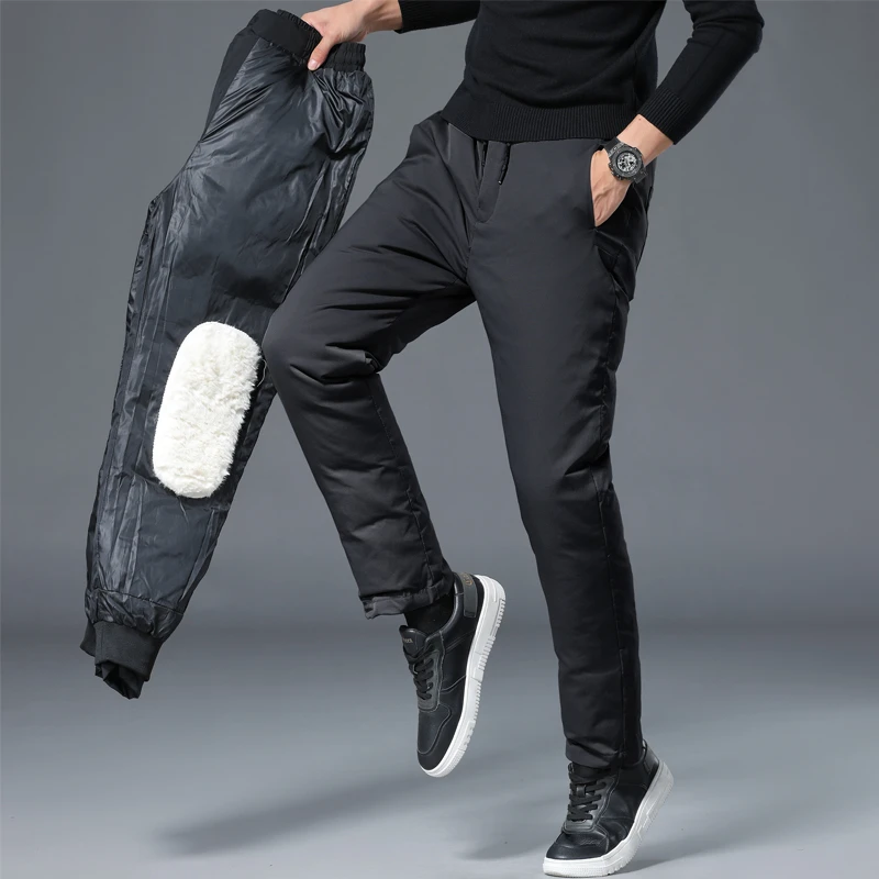 登美司羽绒裤中老年冬季加绒加厚爸爸宽松新款保暖棉裤外穿男士款