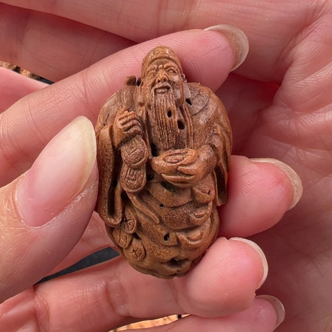 吊坠桃核‼️【捡漏】桃核雕刻财神单籽