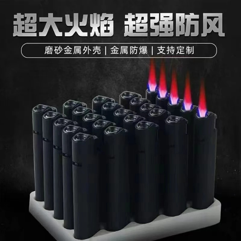 金属磨砂加厚防风打火机可循环充气家用还能定制印字