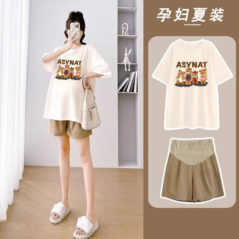 夏季薄款孕妇装孕妇上衣短袖孕妇T恤孕妇短裤宽松加肥大码外穿