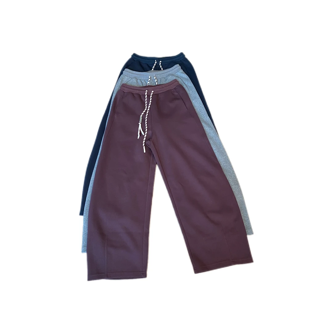 51303-休闲舒适松紧腰白色抽绳三色卫裤