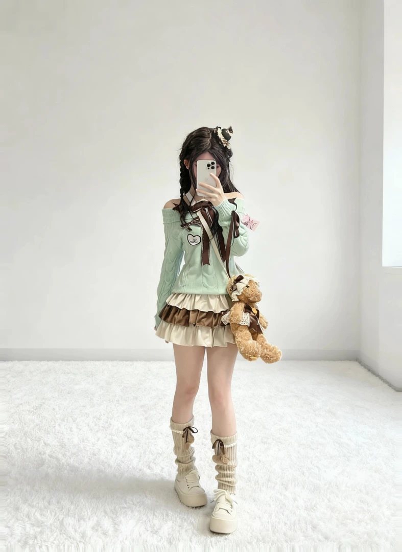 （001-077）棉眠秋冬多巴胺甜美酷辣显瘦高腰短裙套装连衣裙1