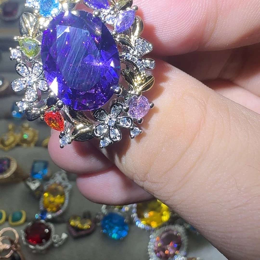 戒指水晶银S925镶嵌