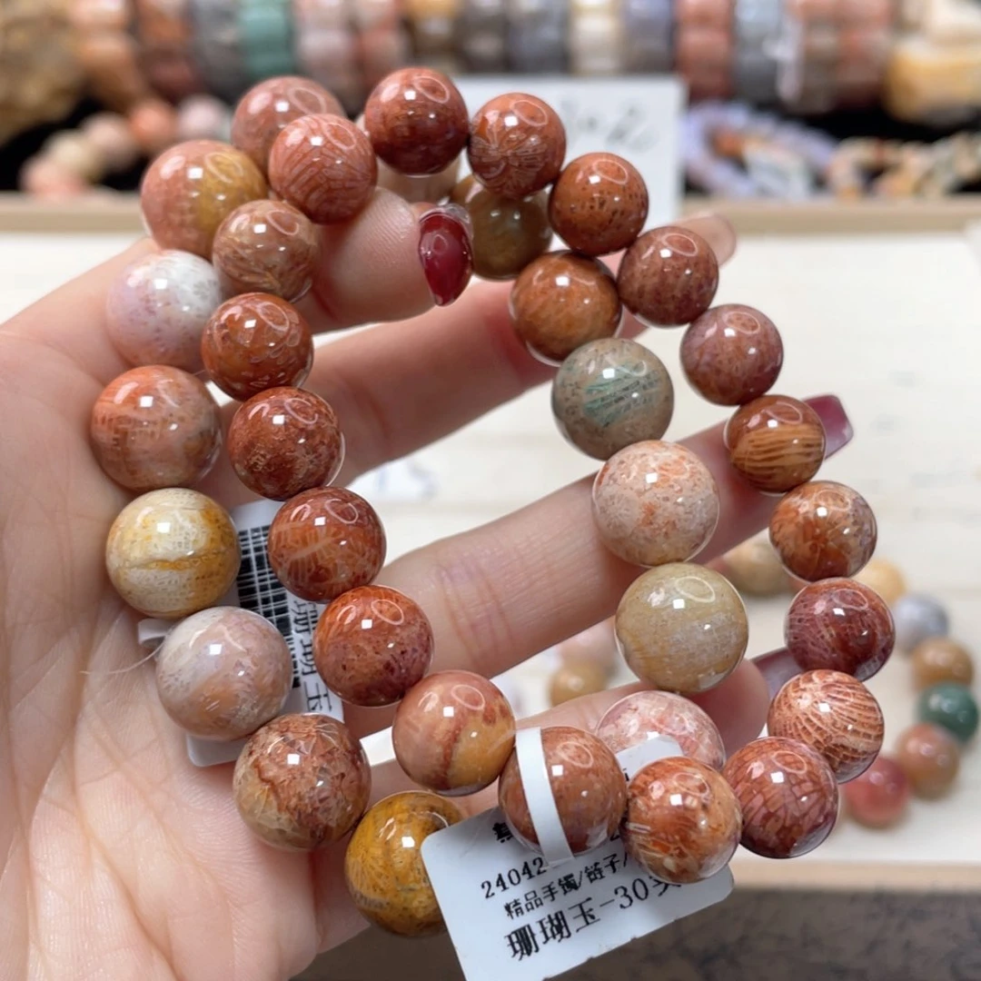 硅化珊瑚（珊瑚玉）手链未镶嵌无*疯357