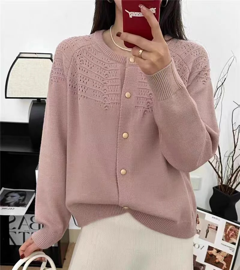 2025春款上新长袖百搭时尚圆领韩版针织开衫T802