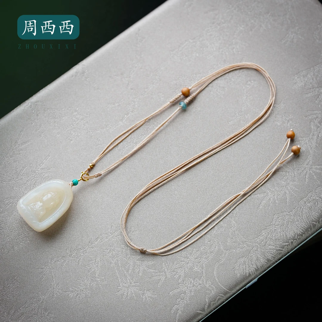周西西珠宝古风无相佛藕粉和田玉吊坠18K金女国潮多样性发货11944