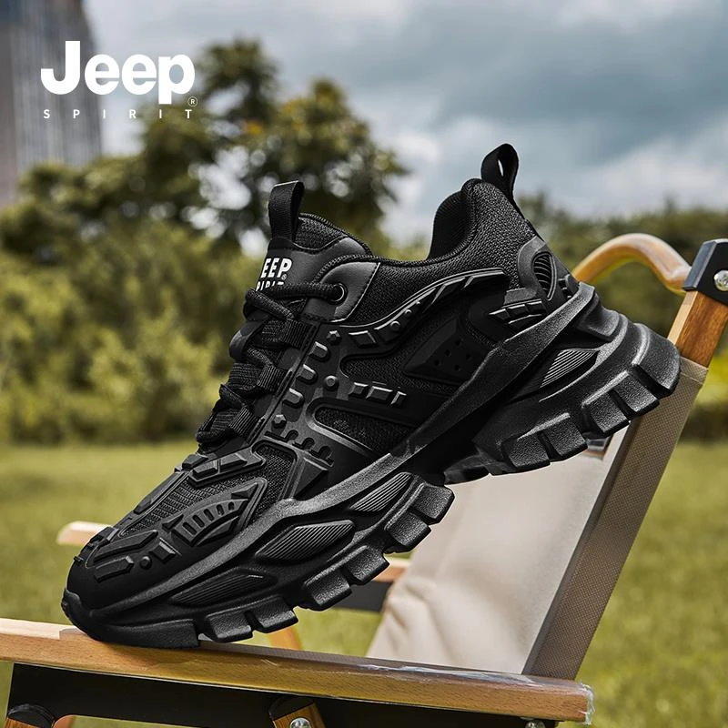 JEEPSPIRIT男鞋夏季青少年网面运动鞋跑步男生潮牌老爹鞋增高鞋子