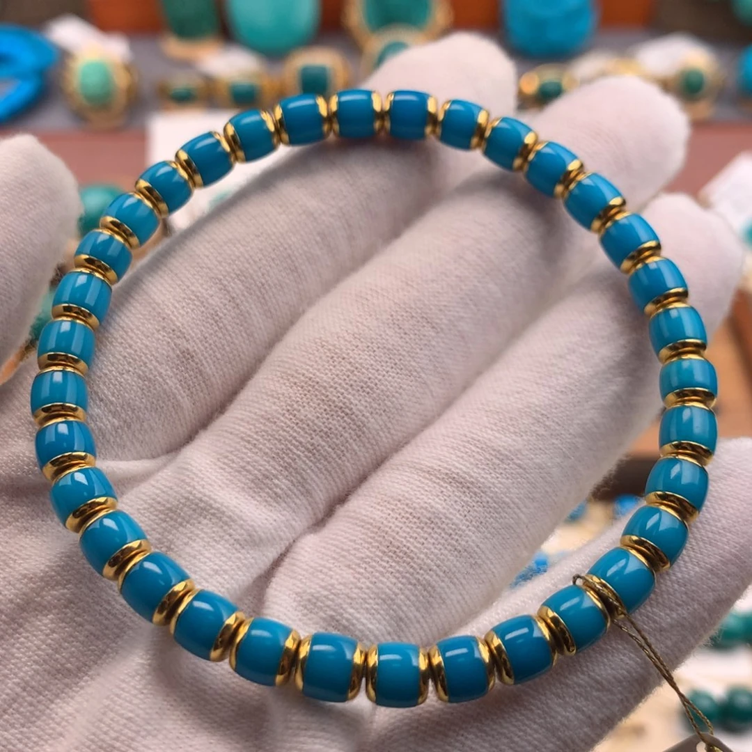 绿松石18K金镶嵌绿松石5mm