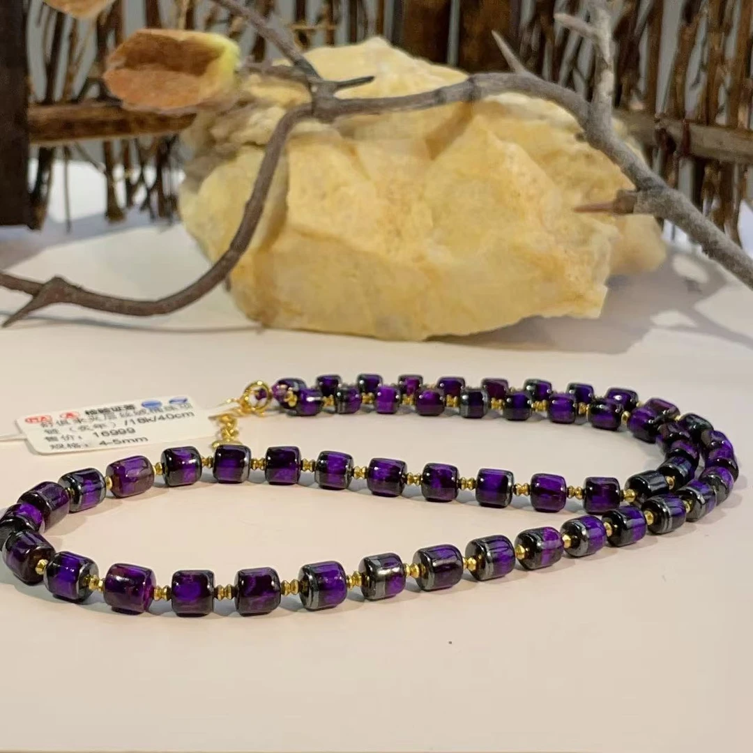 舒俱来夹层丝绒桶珠项链/18k/40cm/4-5mm/AZB4300（炙年）