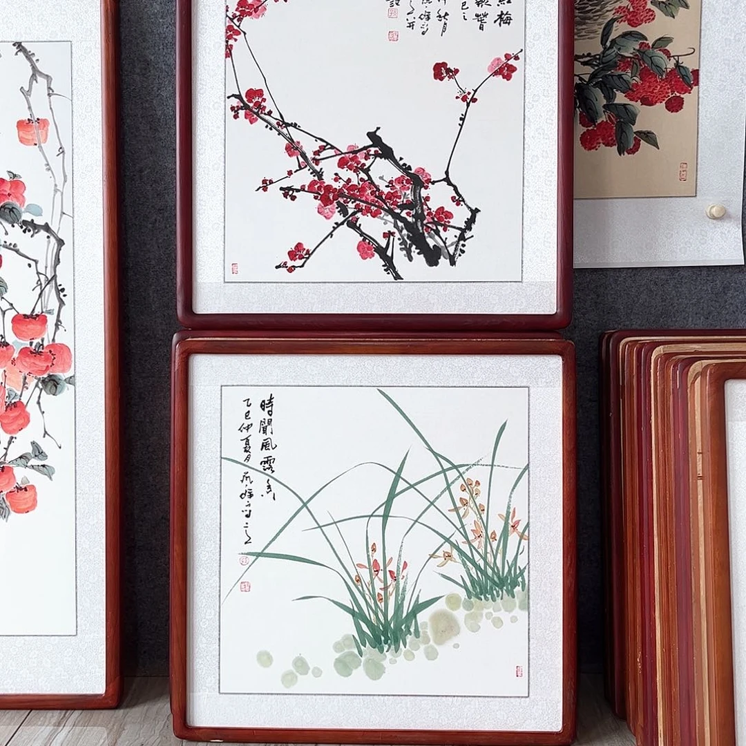 国画书画作品带框63×63