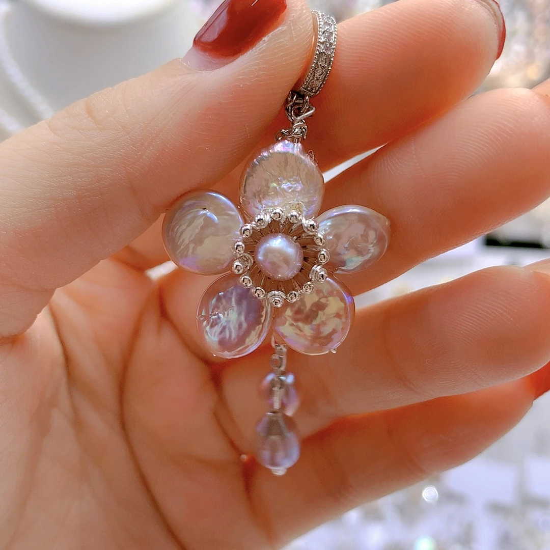 银S925镶嵌耳饰淡水珍珠