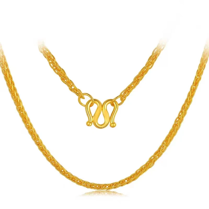 足金999肖邦链小米珠蛇骨闪O链凤尾项链时尚百搭实心结实经典