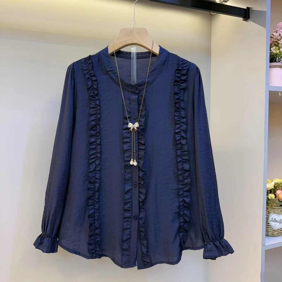 欧货2025早秋新款木耳边洋气减龄高级感衬衫561