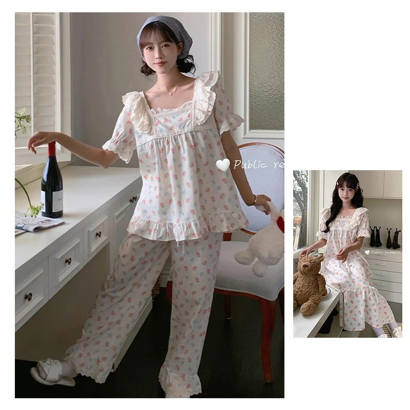 仙女必备/印花重工/韩国PB品牌/气质法式甜美家居睡裙