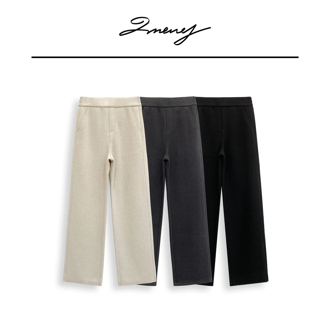 LMENY“醋酸羊毛报恩裤”软糯窄版百搭显瘦阔腿长裤24DK032